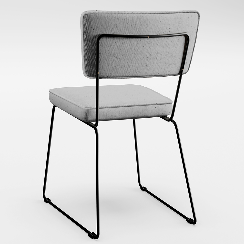 Cadeira Decorativa Estofada Para Sala De Jantar Base Em Aço Allana L02 Linho Cinza - Lyam Decor