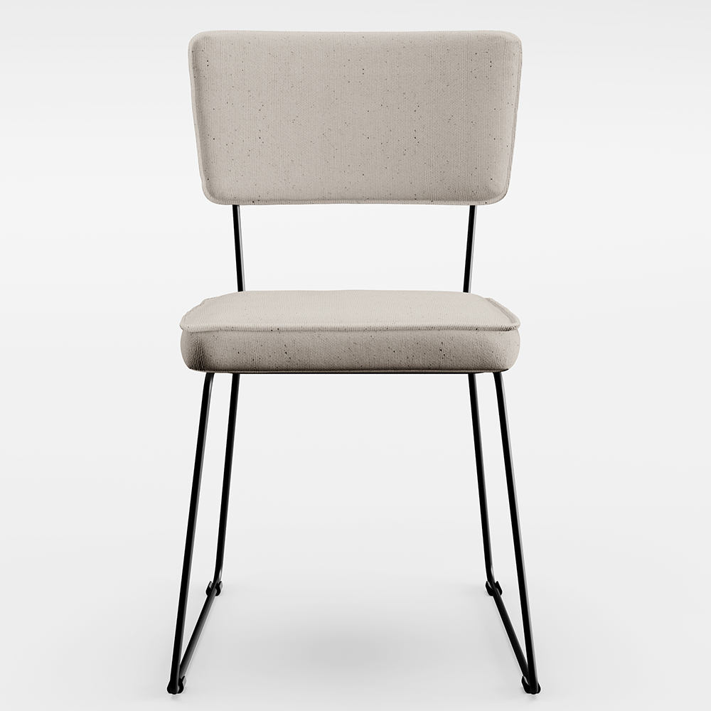Cadeira Decorativa Estofada Para Sala De Jantar Base Em Aço Allana L02 Linho Cru - Lyam Decor