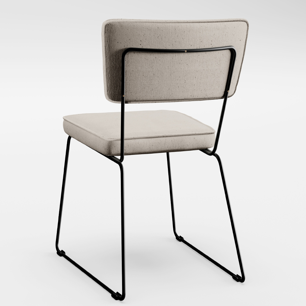 Cadeira Decorativa Estofada Para Sala De Jantar Base Em Aço Allana L02 Linho Cru - Lyam Decor