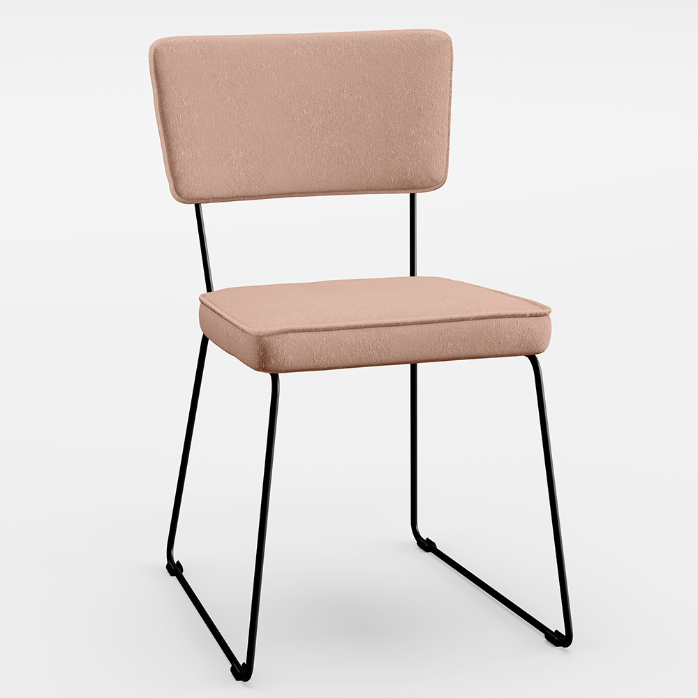 Cadeira Decorativa Estofada Para Sala De Jantar Base Em Aço Allana L02 Linho Rosê - Lyam Decor