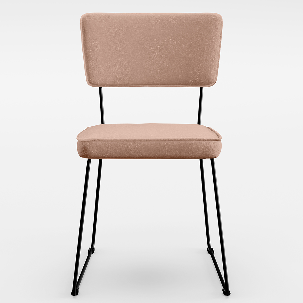 Cadeira Decorativa Estofada Para Sala De Jantar Base Em Aço Allana L02 Linho Rosê - Lyam Decor