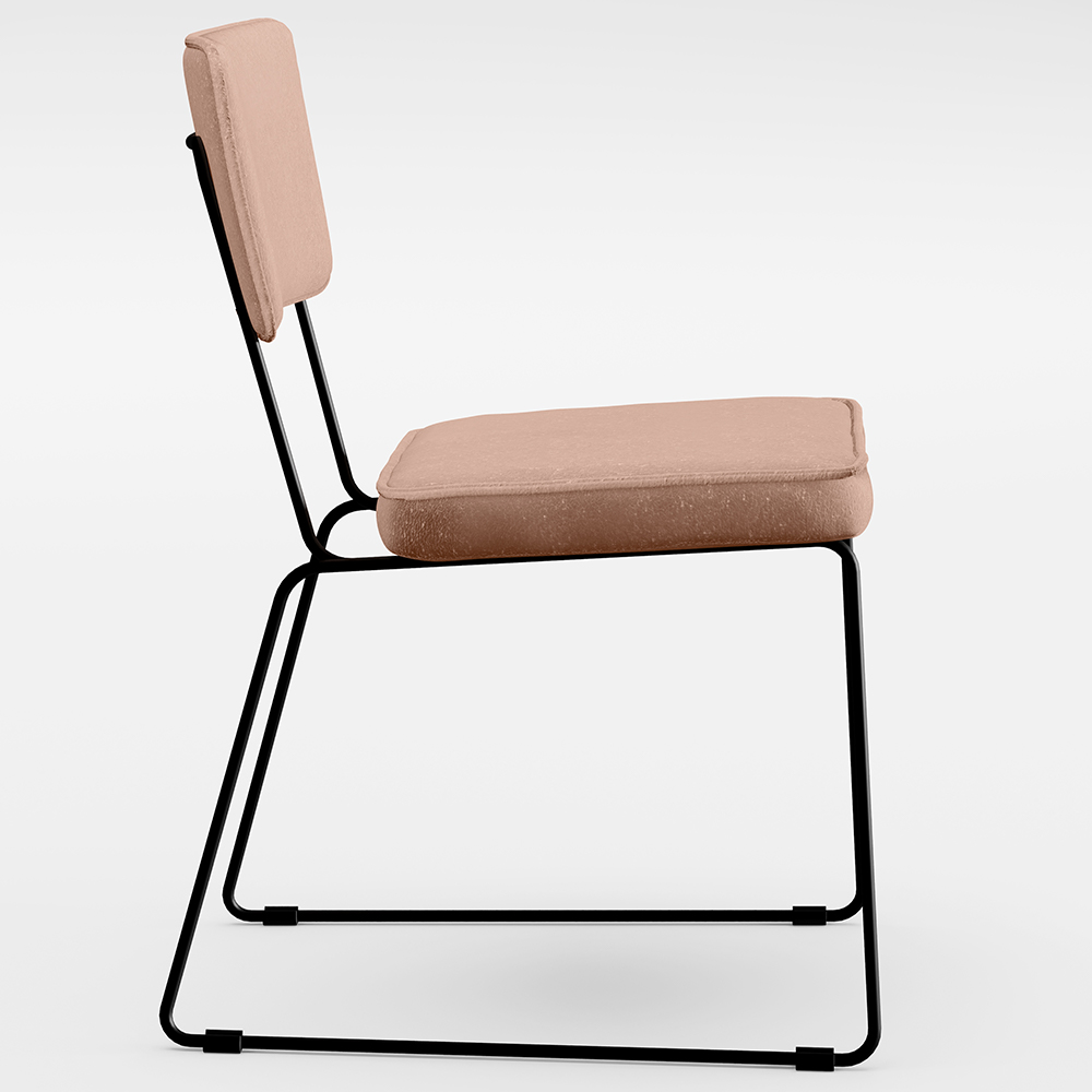 Cadeira Decorativa Estofada Para Sala De Jantar Base Em Aço Allana L02 Linho Rosê - Lyam Decor