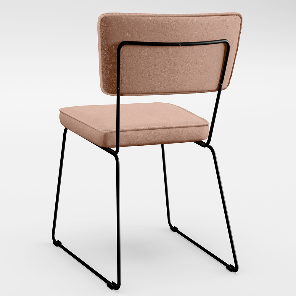 Cadeira Decorativa Estofada Para Sala De Jantar Base Em Aço Allana L02 Linho Rosê - Lyam Decor
