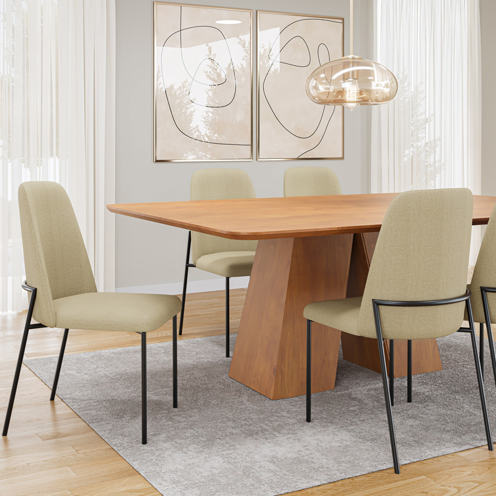Cadeira Decorativa Estofada Para Sala De Jantar Bella L02 Linho Bege Escuro - Lyam Decor