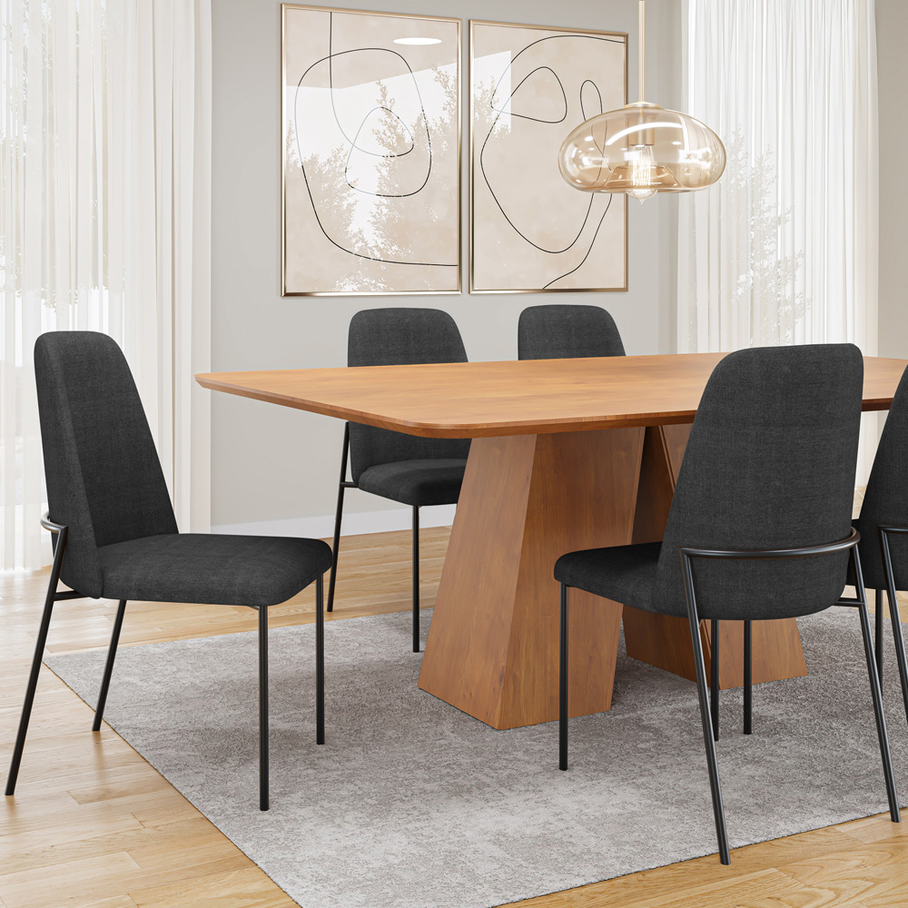 Cadeira Decorativa Estofada Para Sala De Jantar Bella L02 Linho Chumbo - Lyam Decor