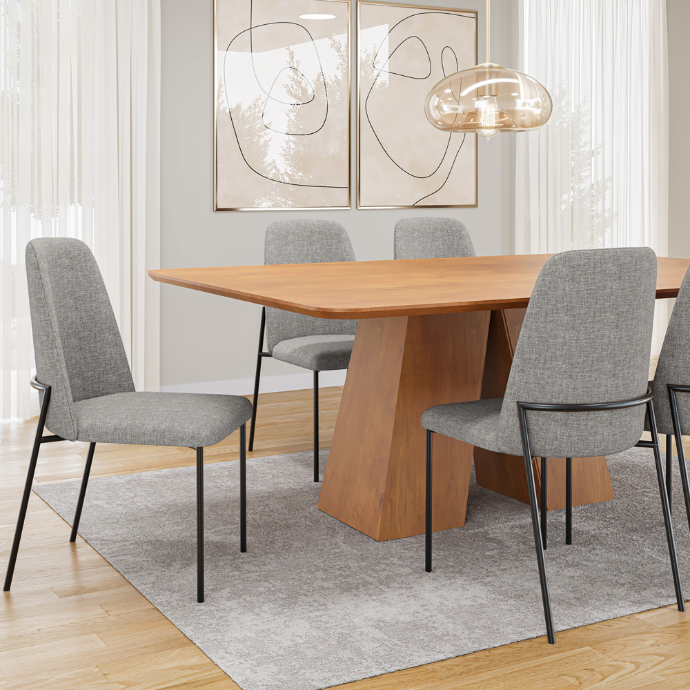 Cadeira Decorativa Estofada Para Sala De Jantar Bella L02 Linho Cinza Escuro - Lyam Decor