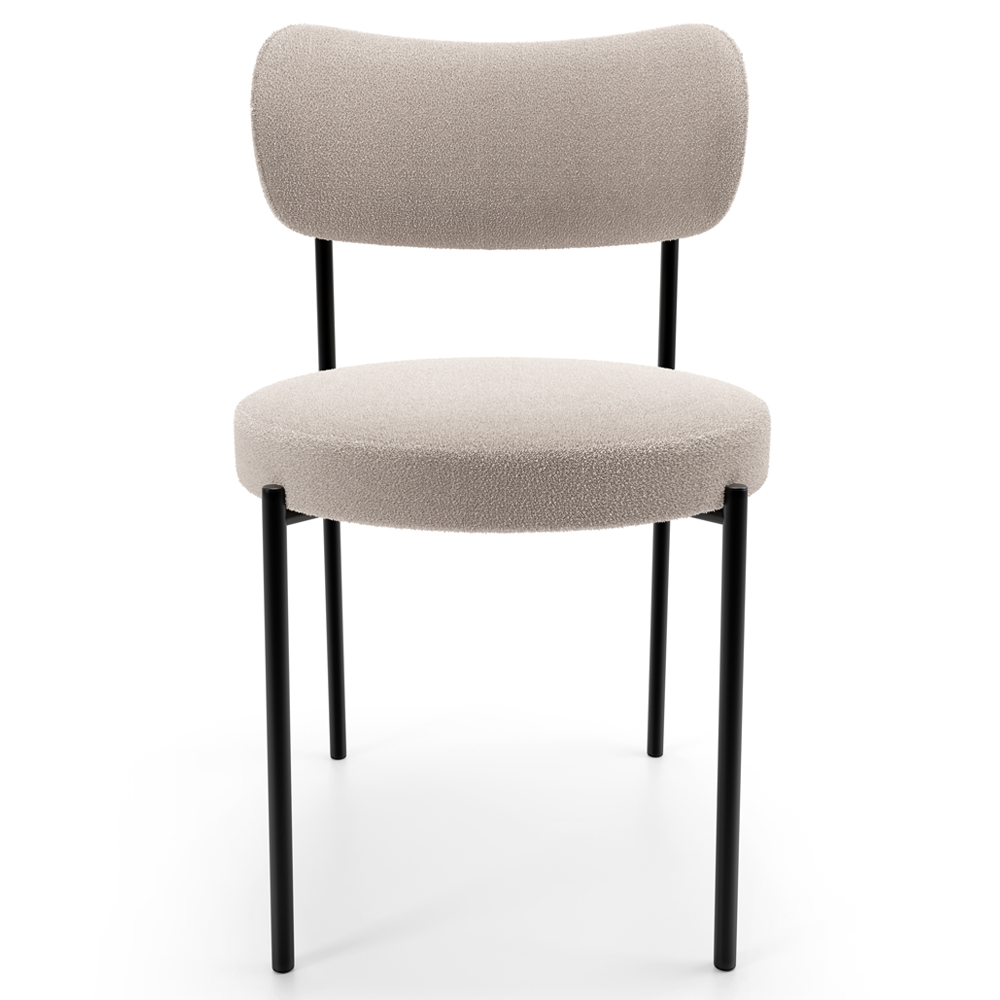 Cadeira Decorativa Estofada Para Sala De Jantar Louise L02 Bouclê Creme  - Lyam Decor