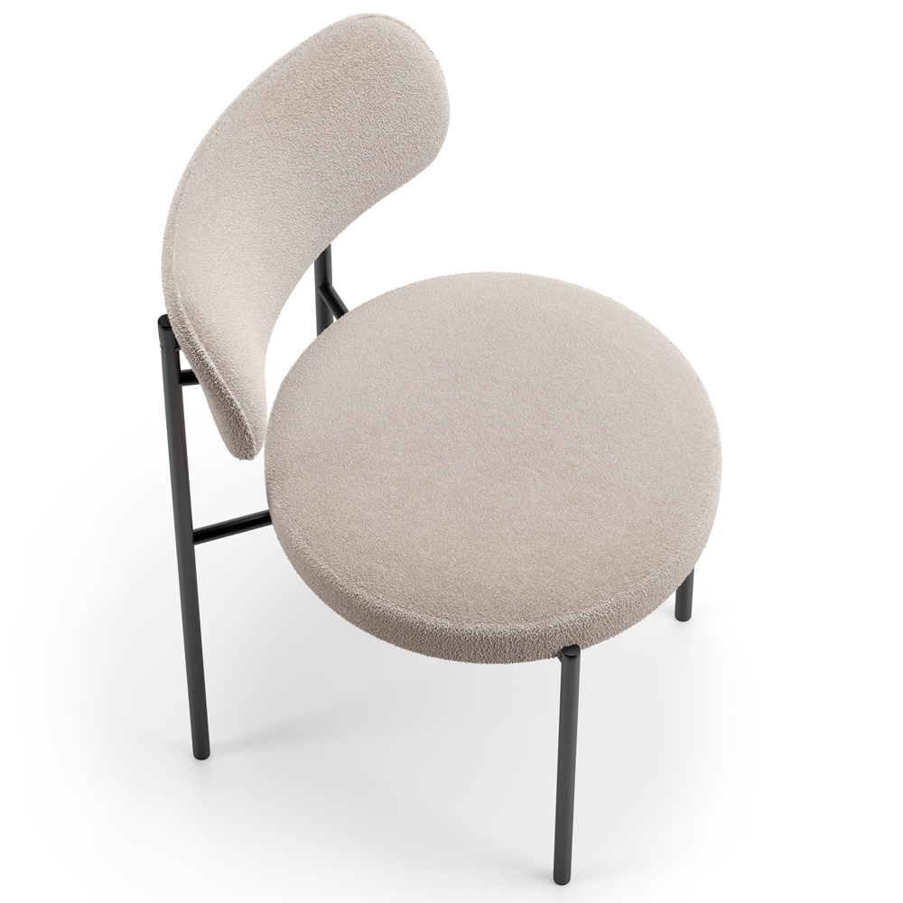 Cadeira Decorativa Estofada Para Sala De Jantar Louise L02 Bouclê Creme  - Lyam Decor