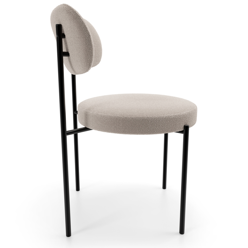 Cadeira Decorativa Estofada Para Sala De Jantar Louise L02 Bouclê Creme  - Lyam Decor