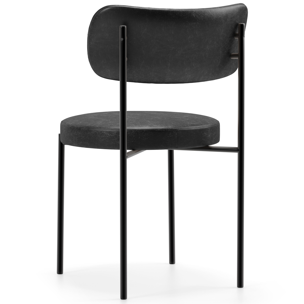 Cadeira Decorativa Estofada Para Sala De Jantar Louise L02 Couríssimo Preto  - Lyam Decor