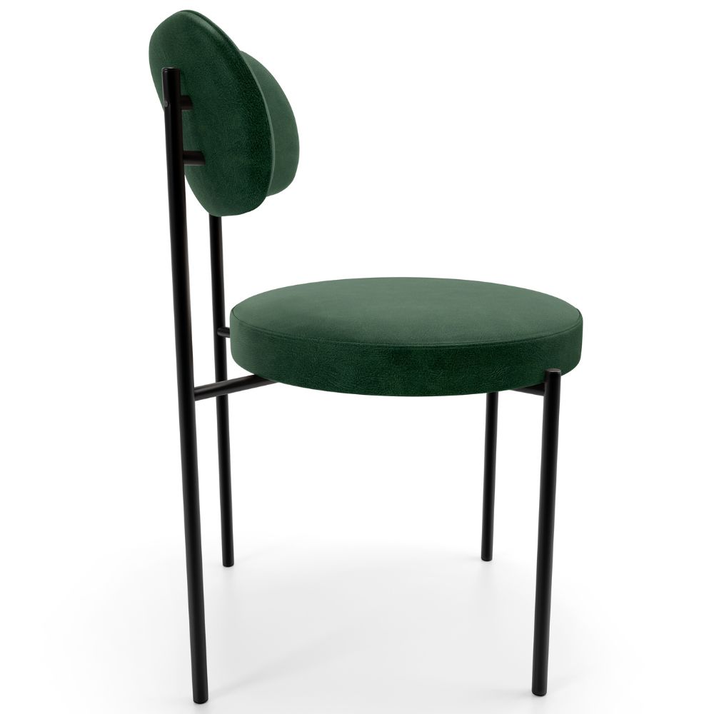 Cadeira Decorativa Estofada Para Sala De Jantar Louise L02 Couríssimo Verde  - Lyam Decor