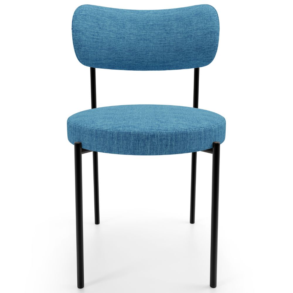 Cadeira Decorativa Estofada Para Sala De Jantar Louise L02 Linho Azul  - Lyam Decor