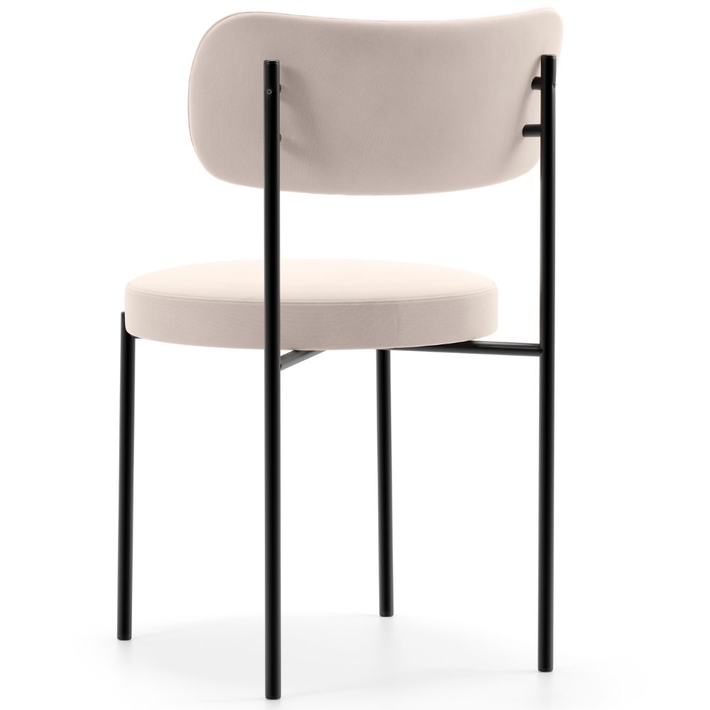 Cadeira Decorativa Estofada Para Sala De Jantar Louise L02 Suede Bege  - Lyam Decor