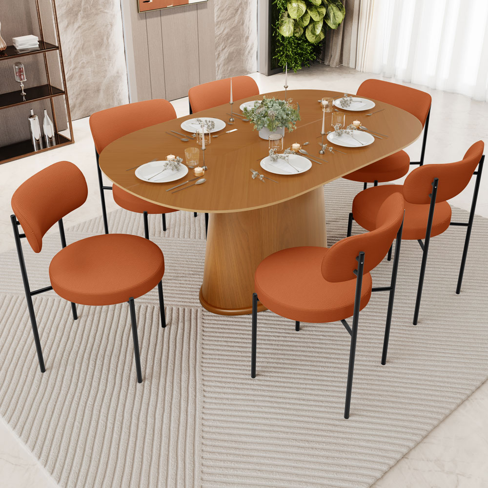 Cadeira Decorativa Estofada Para Sala De Jantar Louise L02 Tecido Terracota  - Lyam Decor