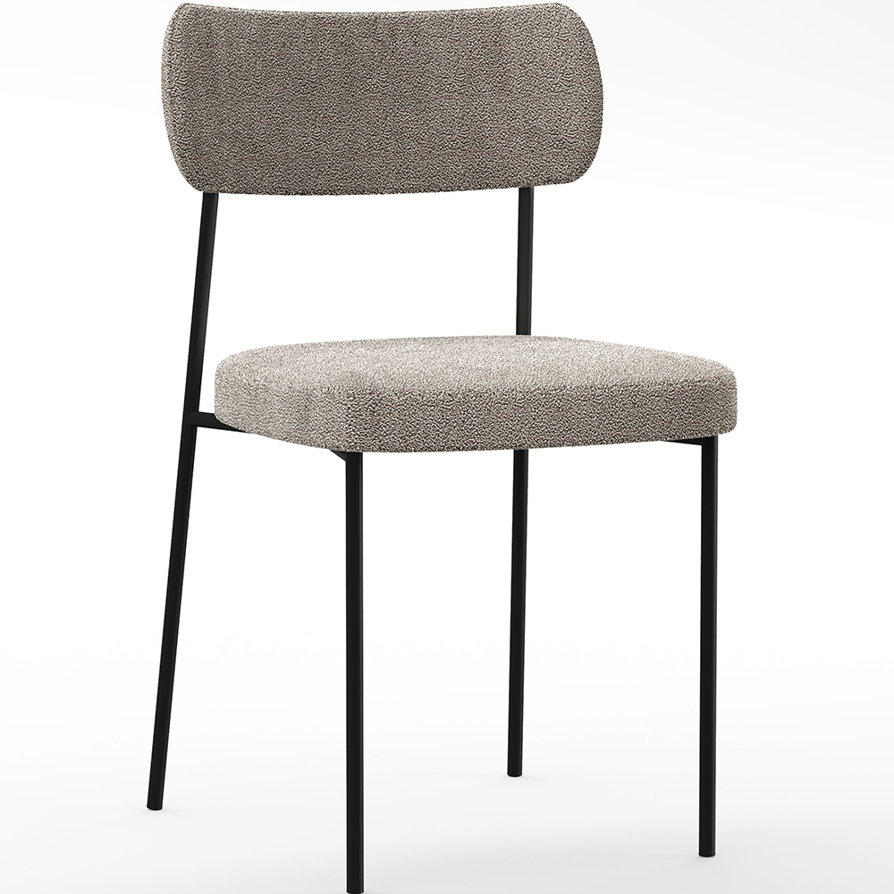 Cadeira Decorativa Estofada Para Sala De Jantar Melina L02 Bouclê Bege  - Lyam Decor