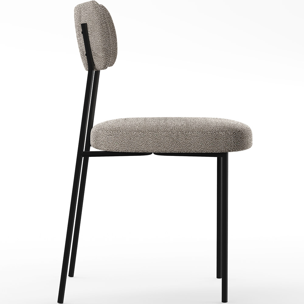 Cadeira Decorativa Estofada Para Sala De Jantar Melina L02 Bouclê Bege  - Lyam Decor