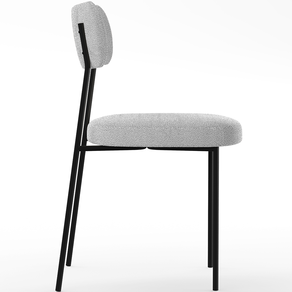 Cadeira Decorativa Estofada Para Sala De Jantar Melina L02 Bouclê Cinza - Lyam Decor