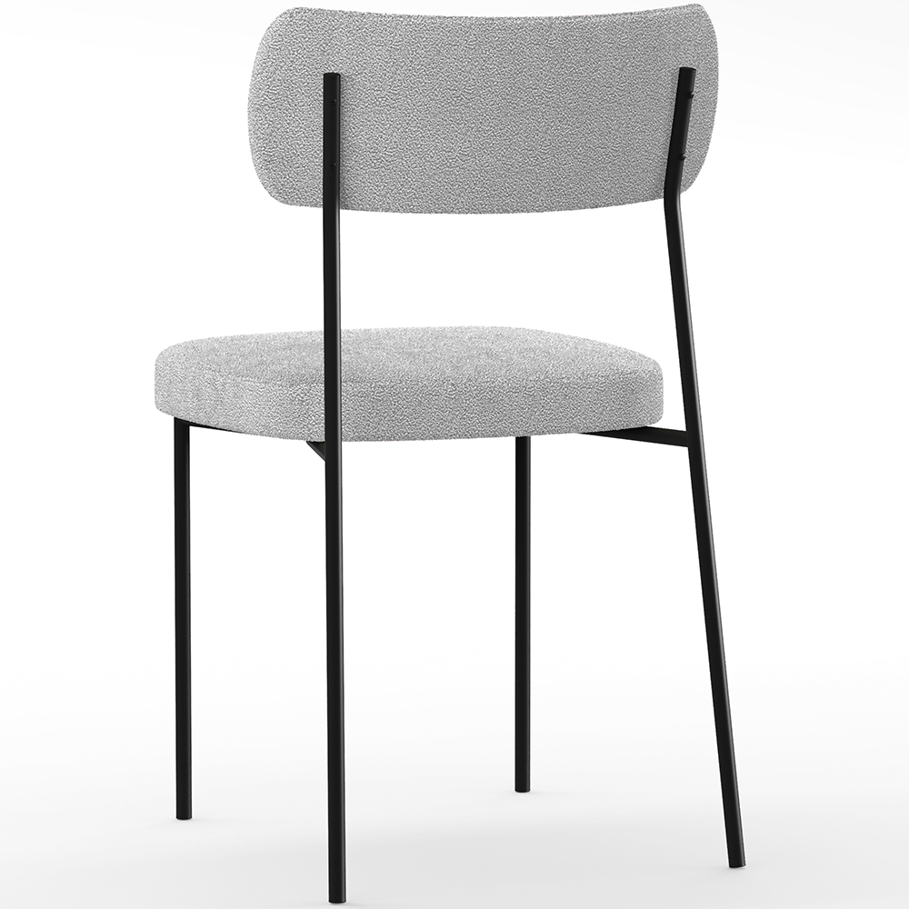 Cadeira Decorativa Estofada Para Sala De Jantar Melina L02 Bouclê Cinza - Lyam Decor