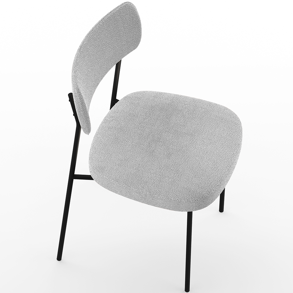 Cadeira Decorativa Estofada Para Sala De Jantar Melina L02 Bouclê Cinza - Lyam Decor