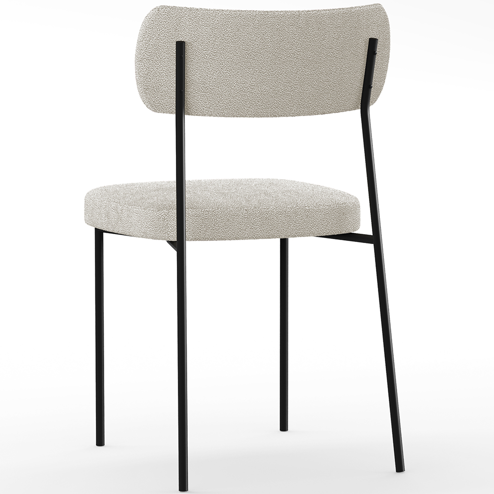 Cadeira Decorativa Estofada Para Sala De Jantar Melina L02 Bouclê Creme - Lyam Decor