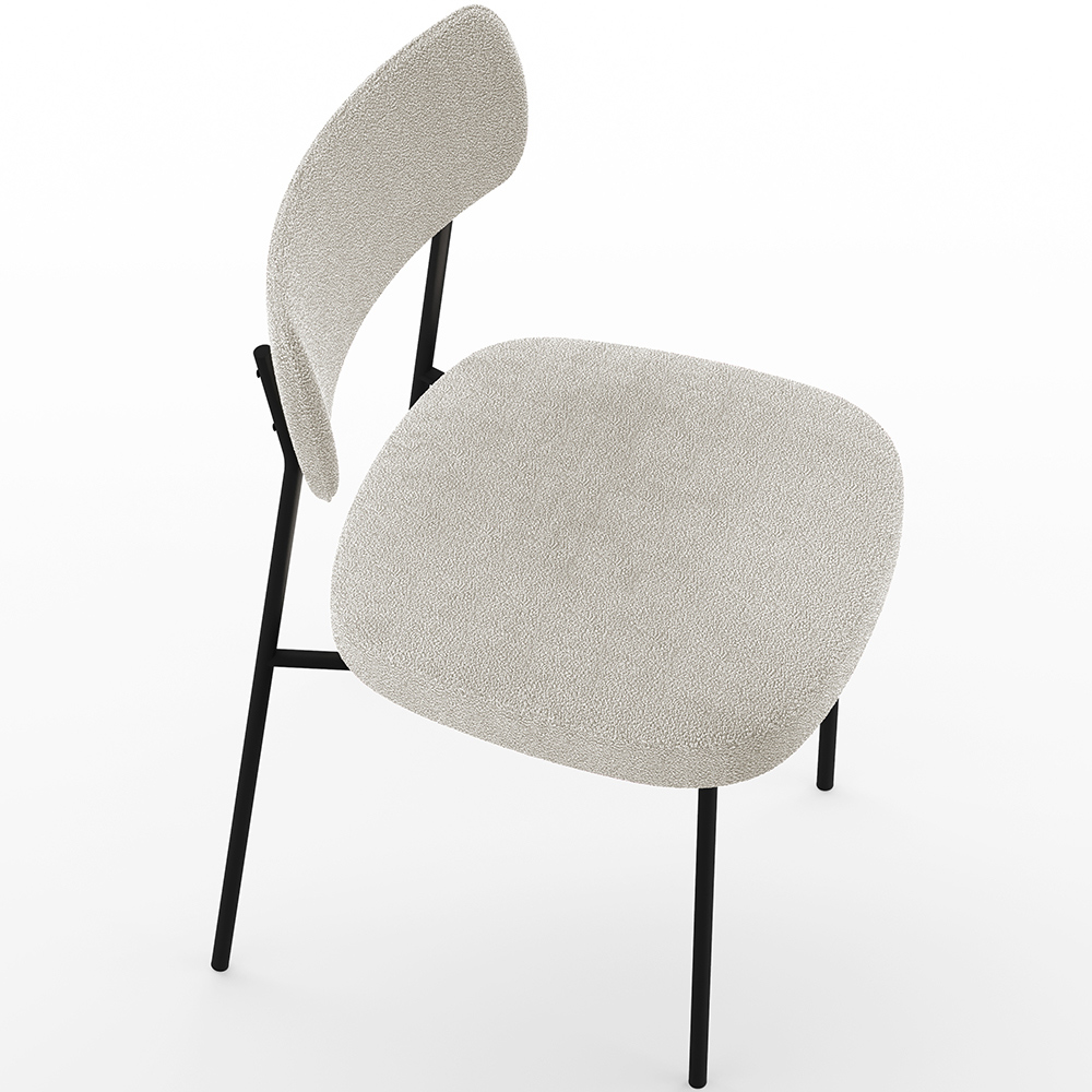Cadeira Decorativa Estofada Para Sala De Jantar Melina L02 Bouclê Creme - Lyam Decor