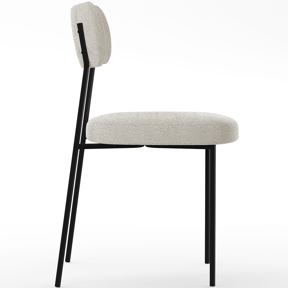 Cadeira Decorativa Estofada Para Sala De Jantar Melina L02 Bouclê Creme - Lyam Decor