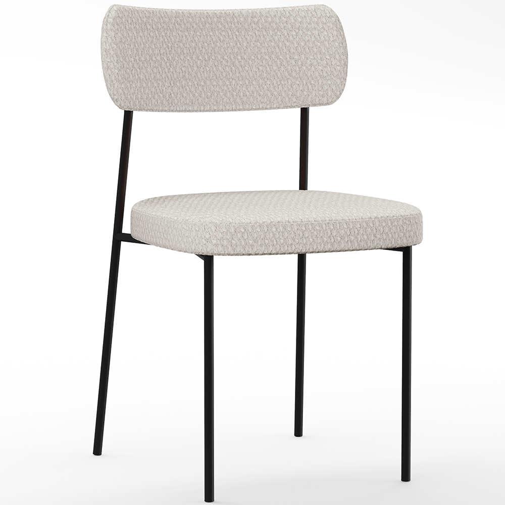 Cadeira Decorativa Estofada Para Sala De Jantar Melina L02 Bouclê Cru - Lyam Decor