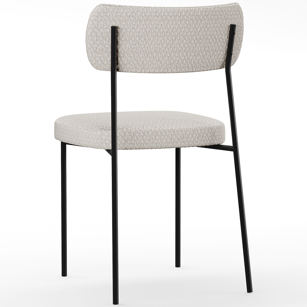 Cadeira Decorativa Estofada Para Sala De Jantar Melina L02 Bouclê Cru - Lyam Decor