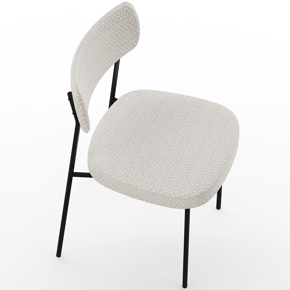 Cadeira Decorativa Estofada Para Sala De Jantar Melina L02 Bouclê Cru - Lyam Decor