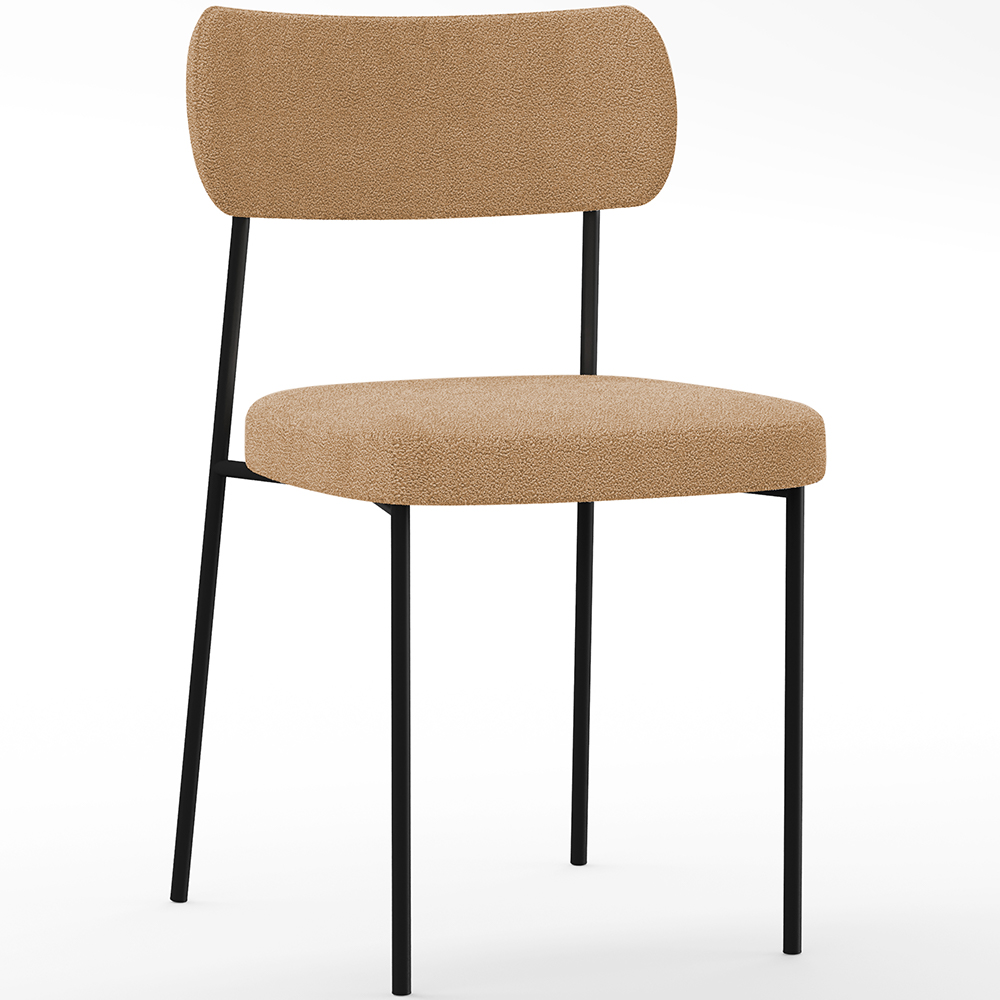 Cadeira Decorativa Estofada Para Sala De Jantar Melina L02 Bouclê Mostarda  - Lyam Decor