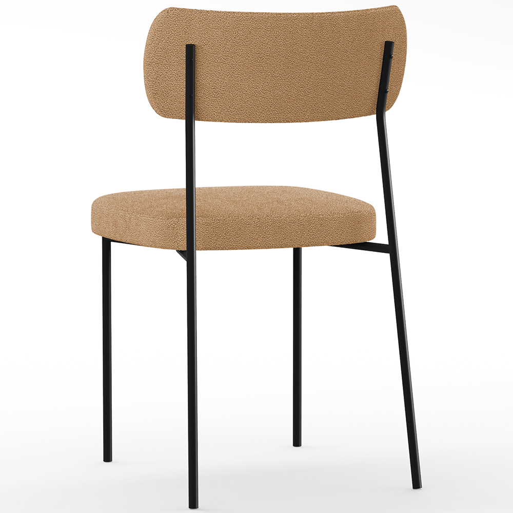 Cadeira Decorativa Estofada Para Sala De Jantar Melina L02 Bouclê Mostarda  - Lyam Decor
