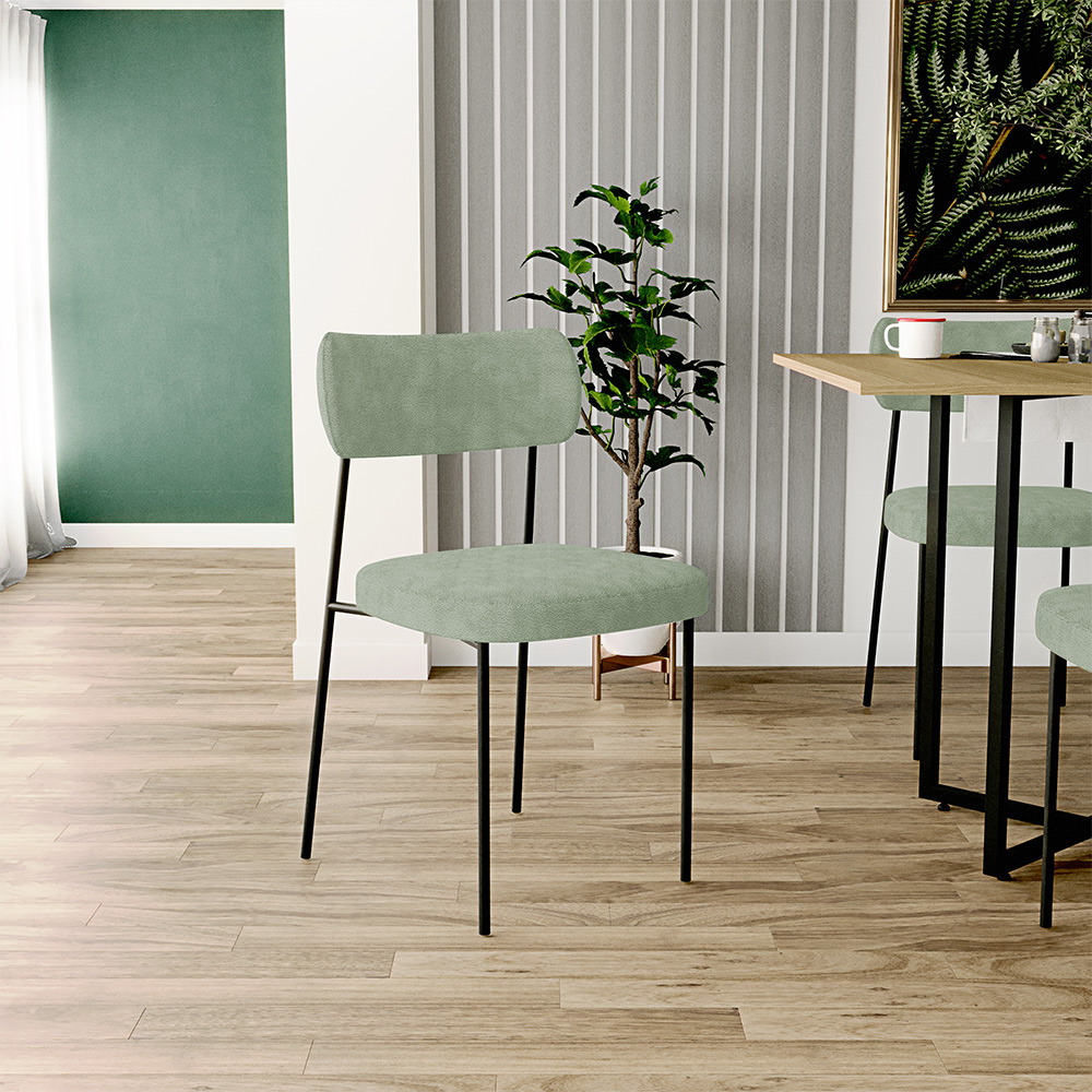 Cadeira Decorativa Estofada Para Sala De Jantar Melina L02 Bouclê Oliva  - Lyam Decor