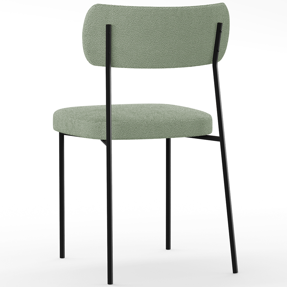 Cadeira Decorativa Estofada Para Sala De Jantar Melina L02 Bouclê Oliva  - Lyam Decor