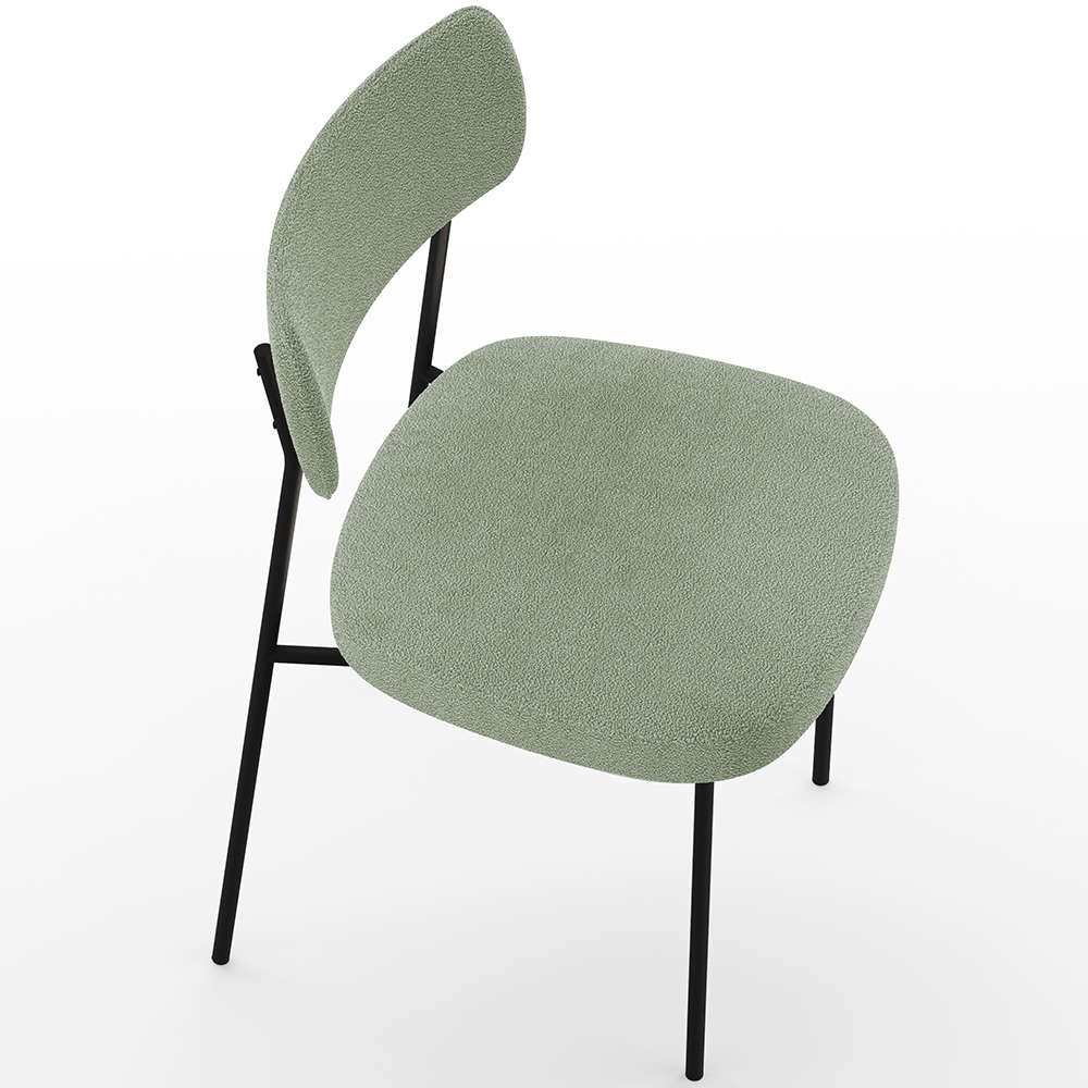 Cadeira Decorativa Estofada Para Sala De Jantar Melina L02 Bouclê Oliva  - Lyam Decor