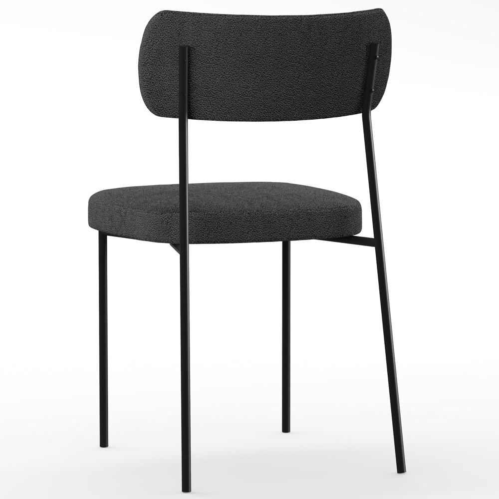 Cadeira Decorativa Estofada Para Sala De Jantar Melina L02 Bouclê Preto - Lyam Decor