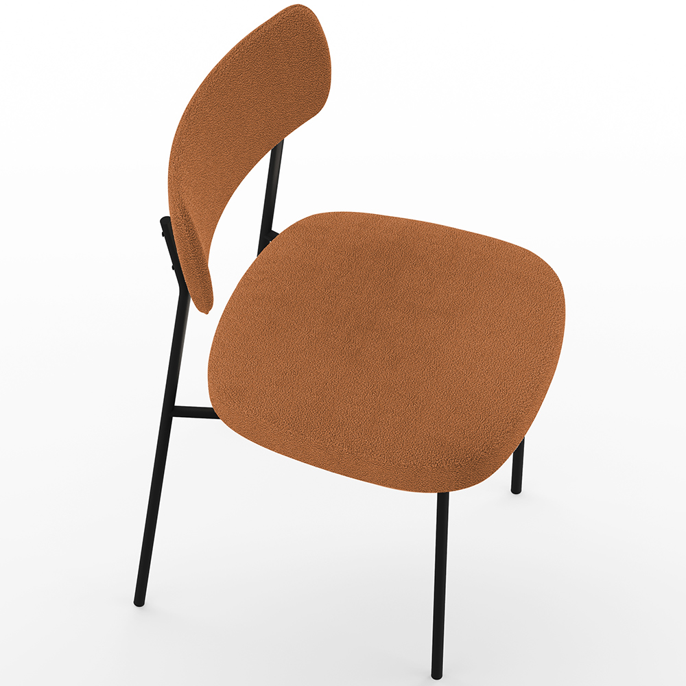 Cadeira Decorativa Estofada Para Sala De Jantar Melina L02 Bouclê Terracota  - Lyam Decor