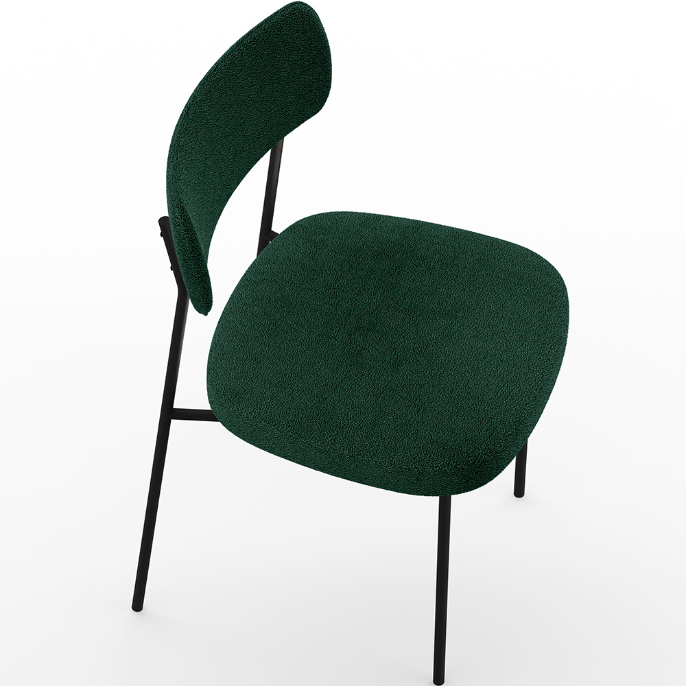 Cadeira Decorativa Estofada Para Sala De Jantar Melina L02 Bouclê Verde - Lyam Decor