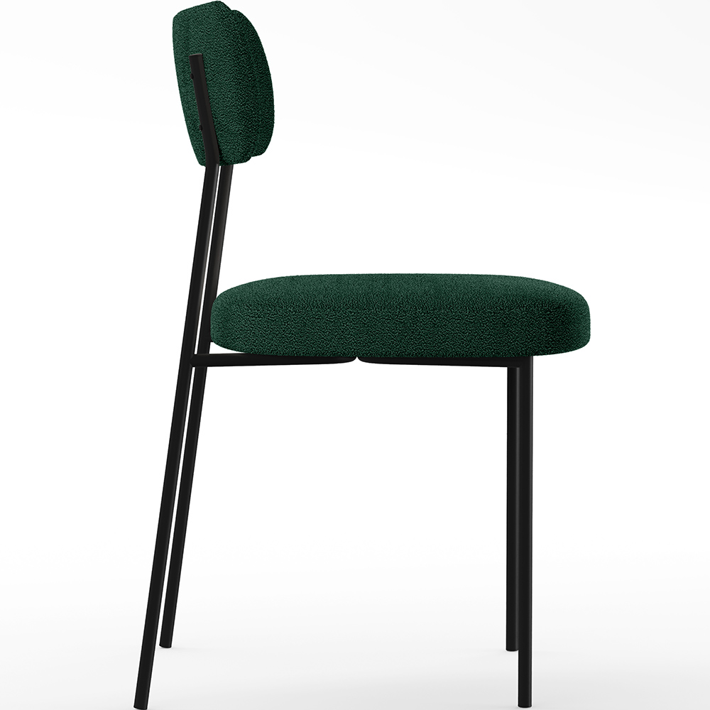 Cadeira Decorativa Estofada Para Sala De Jantar Melina L02 Bouclê Verde - Lyam Decor