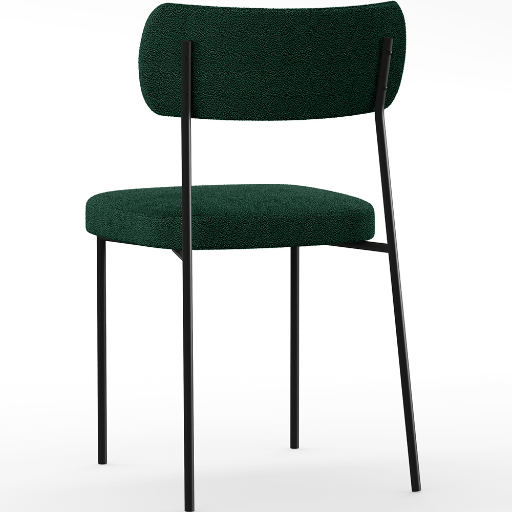Cadeira Decorativa Estofada Para Sala De Jantar Melina L02 Bouclê Verde - Lyam Decor