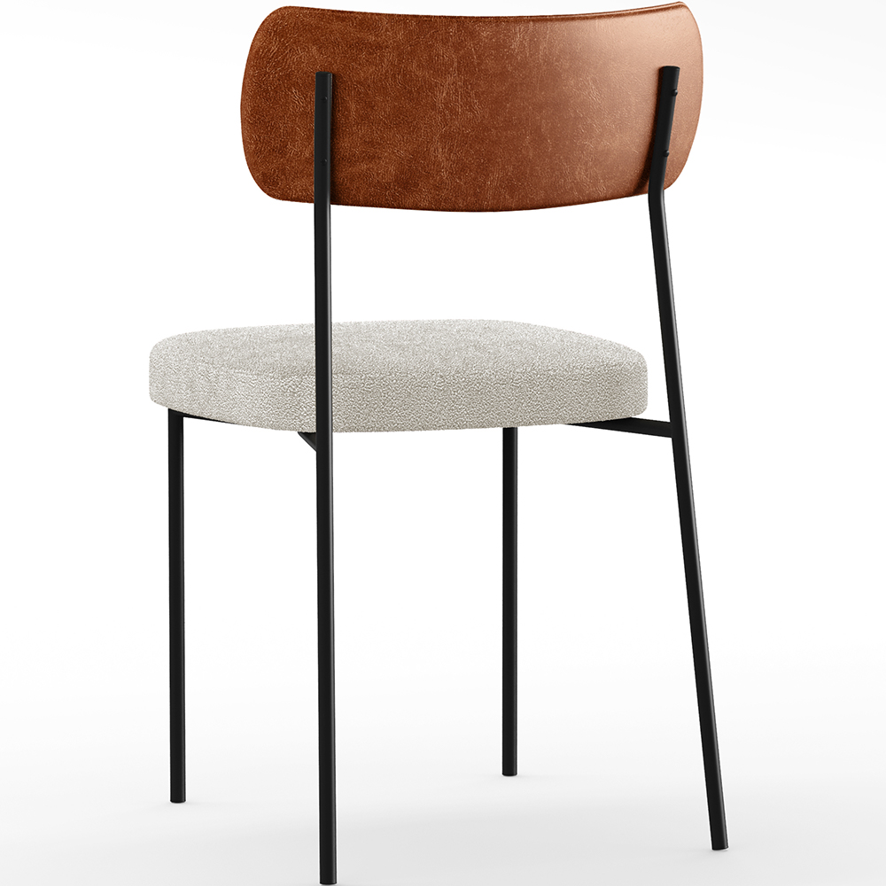 Cadeira Decorativa Estofada Para Sala De Jantar Melina L02 Couríssimo Camel Bouclê Creme - Lyam Decor