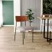Cadeira Decorativa Estofada Para Sala De Jantar Melina L02 Couríssimo Camel Linho Bege - Lyam Decor