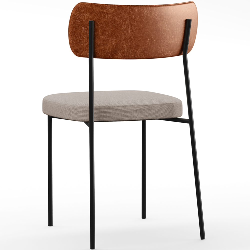Cadeira Decorativa Estofada Para Sala De Jantar Melina L02 Couríssimo Camel Linho Bege - Lyam Decor