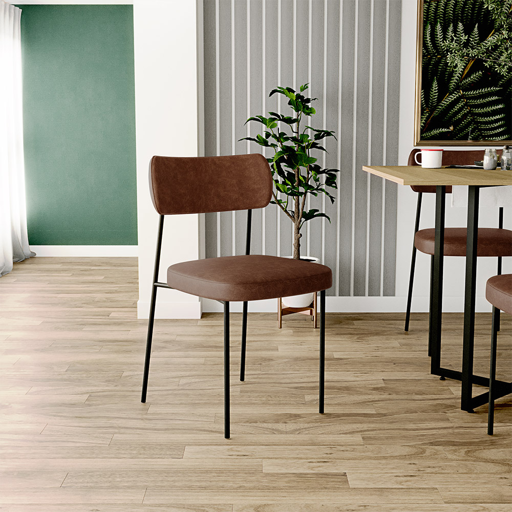 Cadeira Decorativa Estofada Para Sala De Jantar Melina L02 Couríssimo Marrom - Lyam Decor