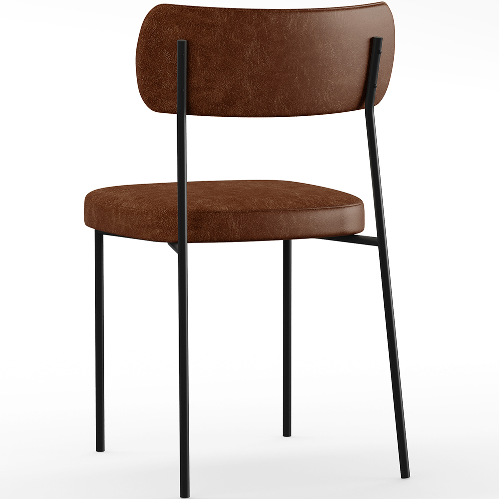 Cadeira Decorativa Estofada Para Sala De Jantar Melina L02 Couríssimo Marrom - Lyam Decor