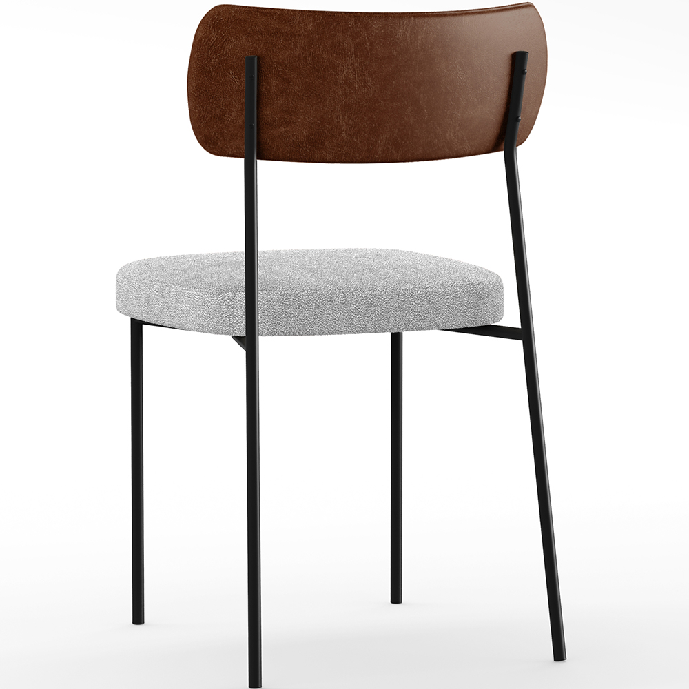 Cadeira Decorativa Estofada Para Sala De Jantar Melina L02 Couríssimo Marrom Bouclê Cinza - Lyam Decor