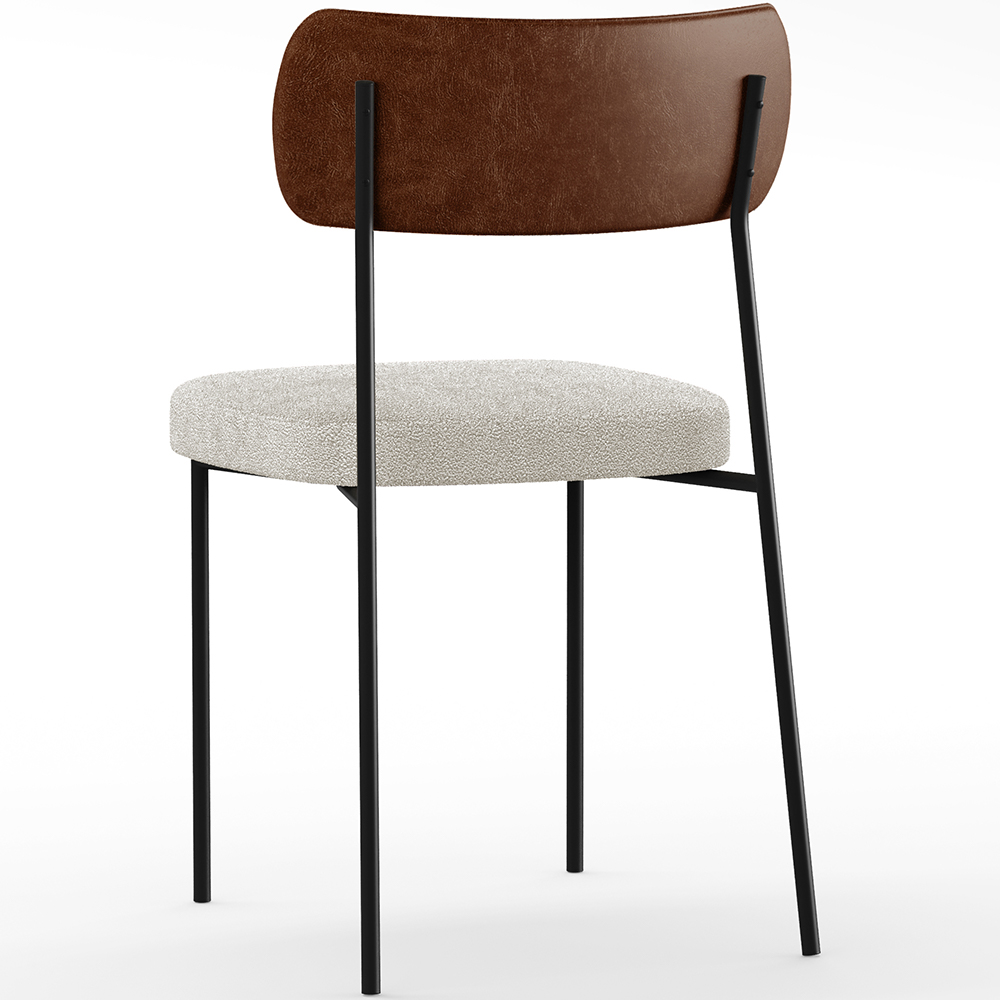 Cadeira Decorativa Estofada Para Sala De Jantar Melina L02 Couríssimo Marrom Bouclê Creme - Lyam Decor
