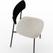 Cadeira Decorativa Estofada Para Sala De Jantar Melina L02 Couríssimo Preto Bouclê Creme - Lyam Decor
