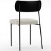 Cadeira Decorativa Estofada Para Sala De Jantar Melina L02 Couríssimo Preto Bouclê Creme - Lyam Decor