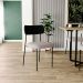 Cadeira Decorativa Estofada Para Sala De Jantar Melina L02 Couríssimo Preto Linho Bege - Lyam Decor