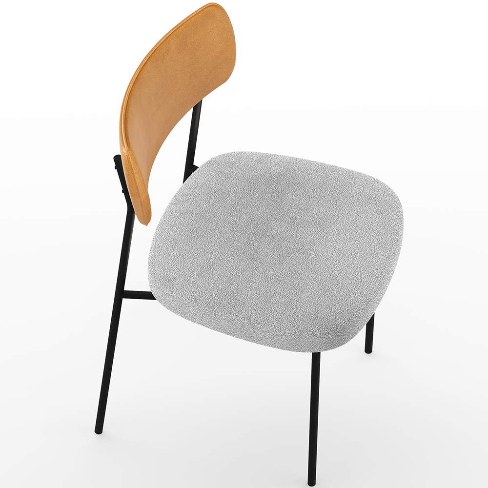 Cadeira Decorativa Estofada Para Sala De Jantar Melina L02 Couríssimo Whisky Bouclê Cinza - Lyam Decor